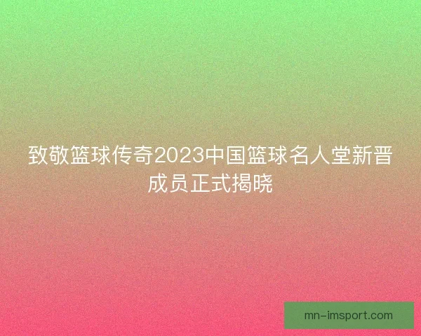 致敬篮球传奇2023中国篮球名人堂新晋成员正式揭晓
