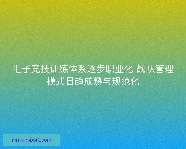 电子竞技训练体系逐步职业化 战队管理模式日趋成熟与规范化